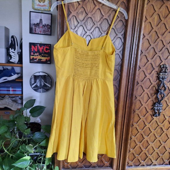 Express Fit and Flare Cami Linen Dress - Yellow, Size S - Picture 5 of 16